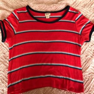 Red stripped ringer tee too